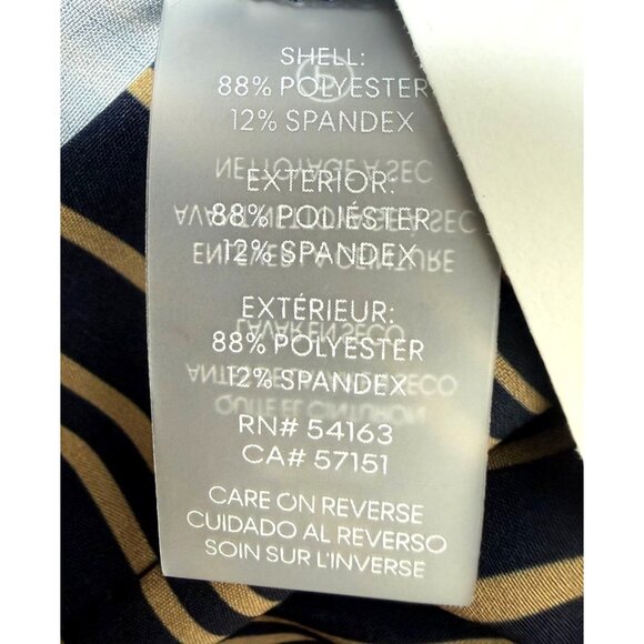 Calvin Klein Womens Black Tan Stripe Zip Up Collar Long Sleeve Sheath Dress Sz 4 - Picture 9 of 12